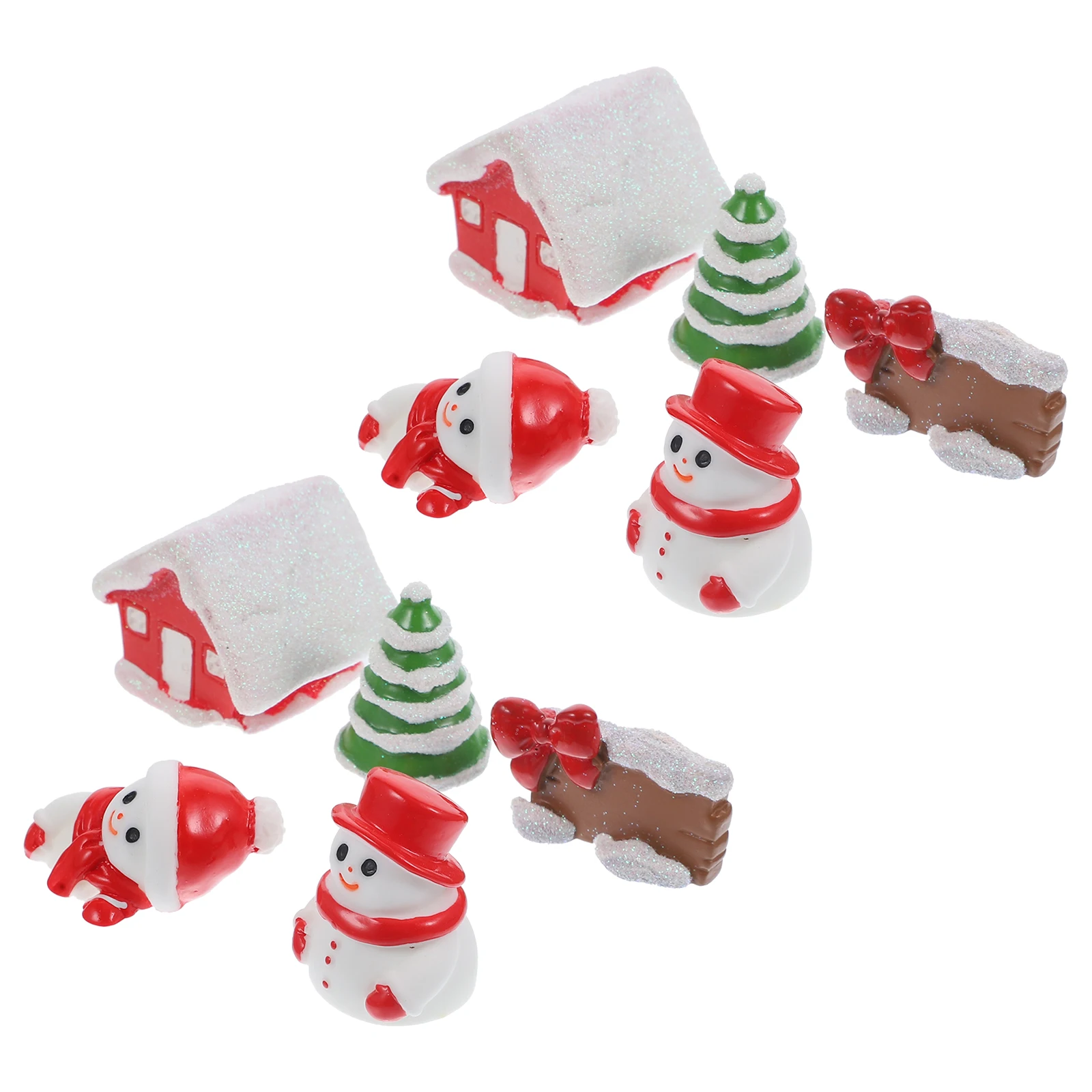 

10pcs Christmas Miniature Decor Resin Snow Scene Ornament Xmas Bedroom Party Gift Holiday Decoration