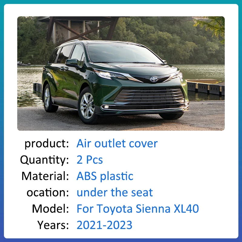 For Toyota Sienna XL40 Accessories 2021 2022 2023 Air Outlet Cover Conditioner Vent Protection Under Seat trim Car ABS stickers