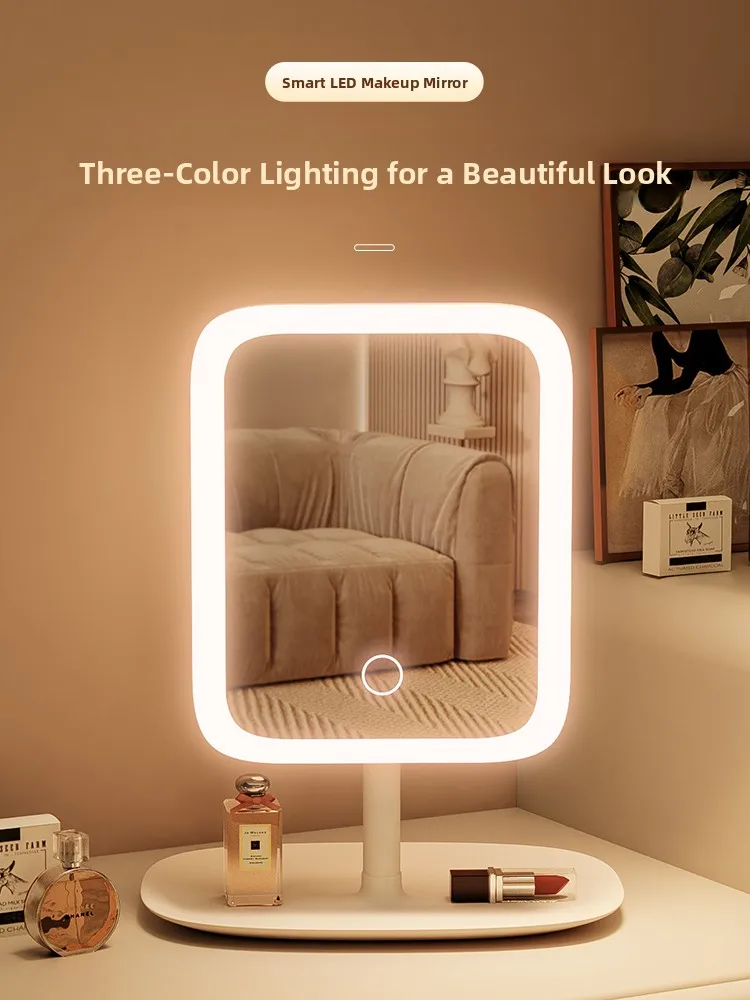 ポータブル LED 化粧鏡デスクトップ照明女子学生寮コンパクト旅行サイズ化粧鏡北欧スタイル