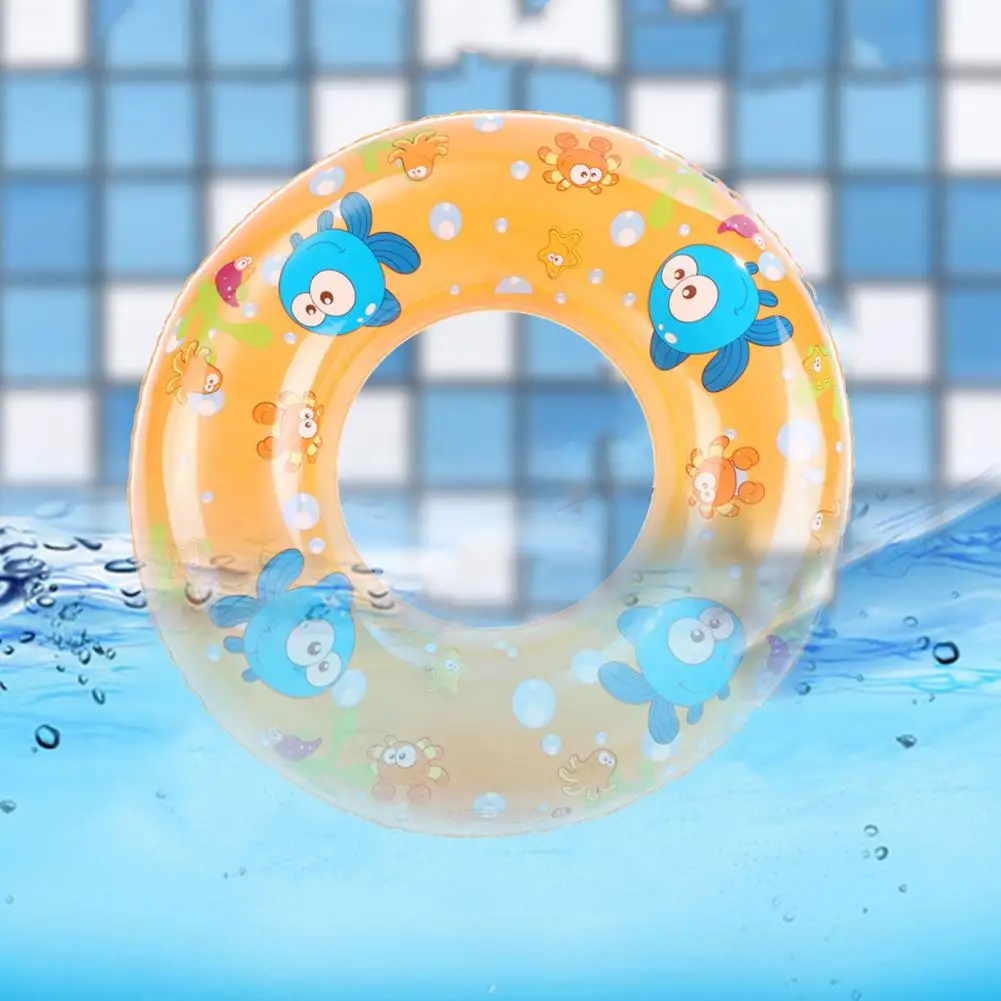 Interesting Pool Ring Fast Deflating Translucent Printing Floating Circle Smooth Surface Toddler Swim Ring Swimming Supply