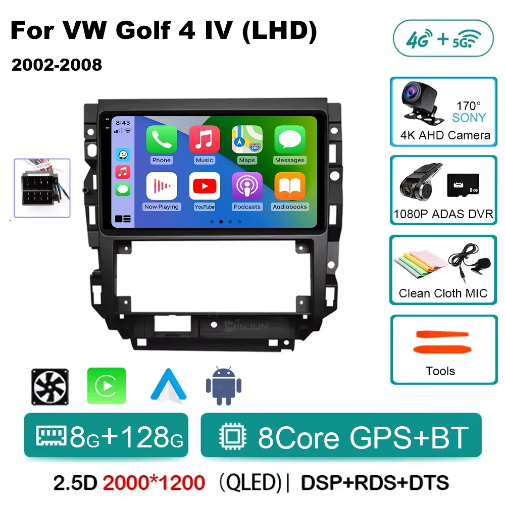 Android 15 Autoradio Voor Volkswagen VW Golf 4 Jetta MK4 Klassiekers Auto Multimedia Speler Stereo Carplay Auto Audio GPS Geen 2 DIN