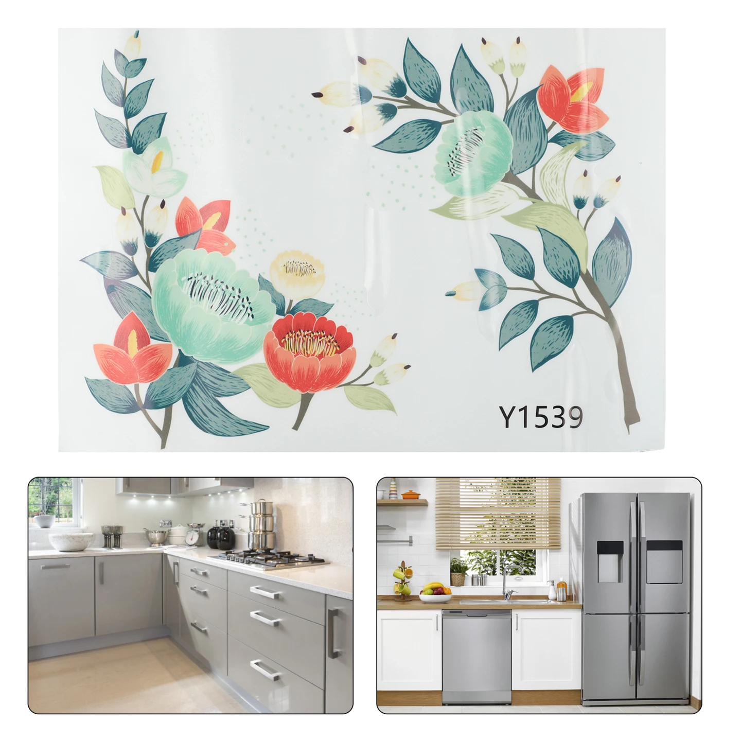 Glass Home Wall sticker Decorations Self-adhesive Waterproof Detachable 20*30CM PVC Flower Rattan Refrigerator High Quality