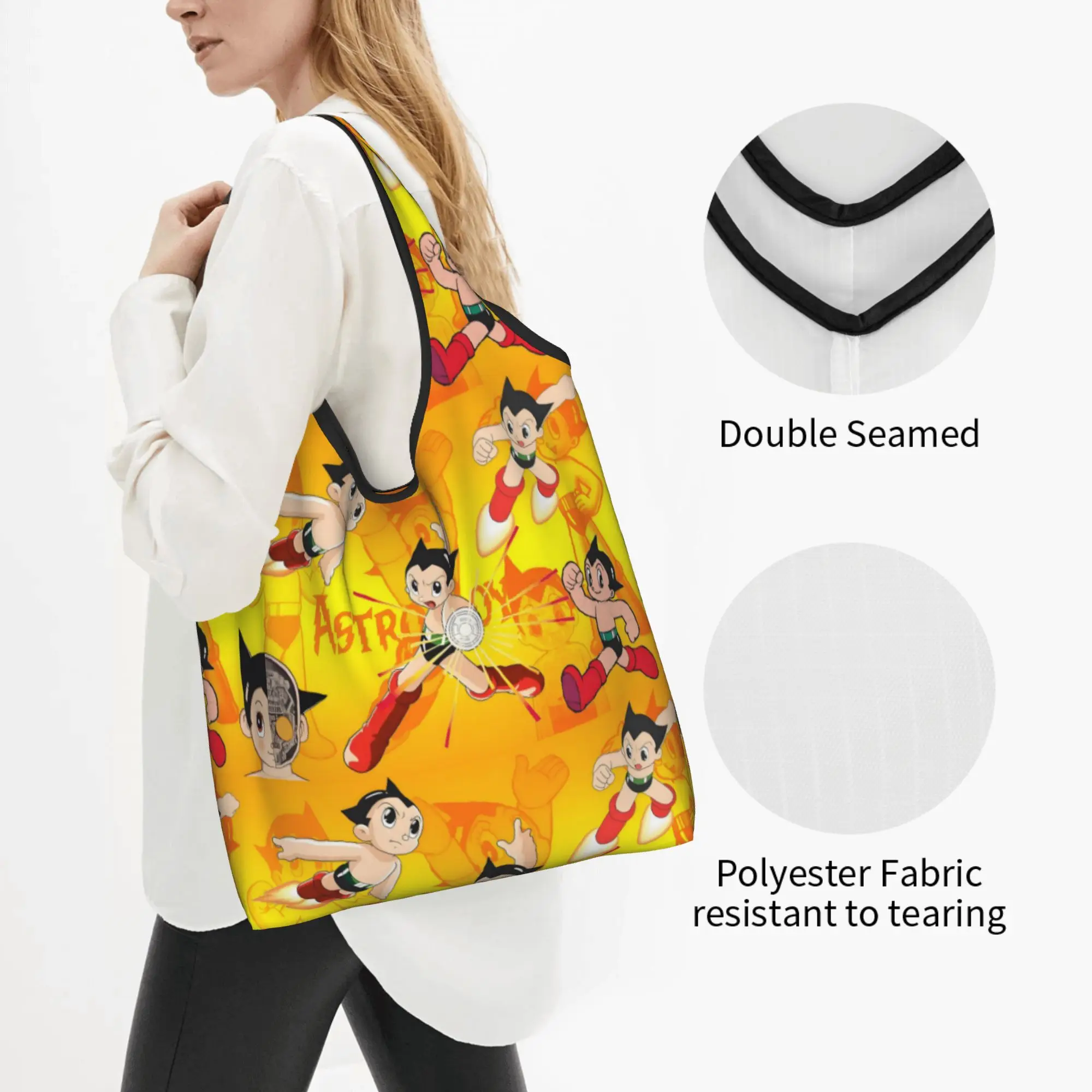 Kawaii Printed Japan Manga Astro Boy  Tote Shopping Bag Portable Shoulder Shopper Anime Cartoon  Handbag