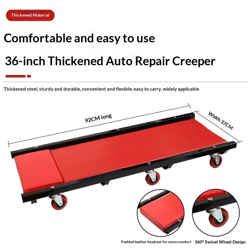 

Heavy Duty Rolling Car Creeper Low Profile Mechanic Creeper Padded Headrest Foldable Steel Frame Swivel Casters Car Board