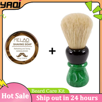 YAQI Green Viper 24MM Boar Bristle Handle Shaving Brush & Sandalwood Soap Set  Professional Travel Beard Care Gift for Men