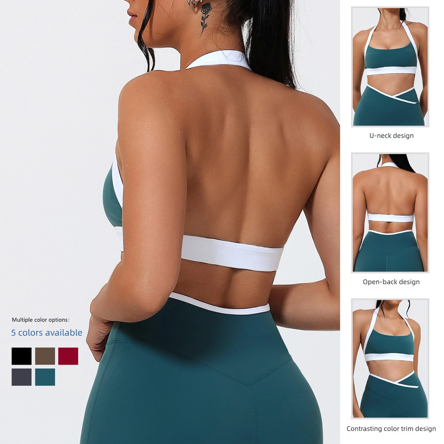 Lezyan Neck Shockproof Back Yoga Abrasive Sports Underwear High Intensity Running Fitness Vest Bra Gym Workout Clothes for Women