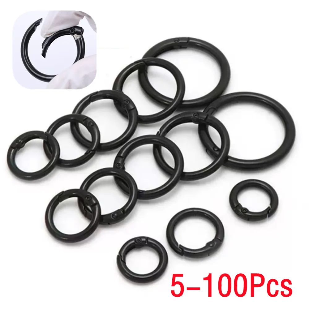 5-100pcs 20-41mm Metal O Ring Spring Clasps Openable Round Carabiner Clips Hook Buckle DIY Craft Keychain Bags Deco Accessorie