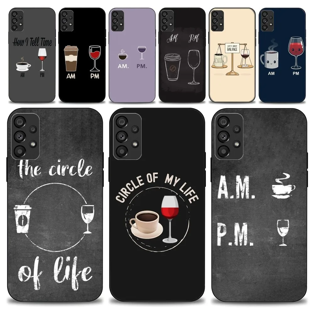 Coffee Wine Cup Phone Case For Samsung Galaxy S22 S23 Ultra S21 S20 FE Plus Note 20 Soft Cover