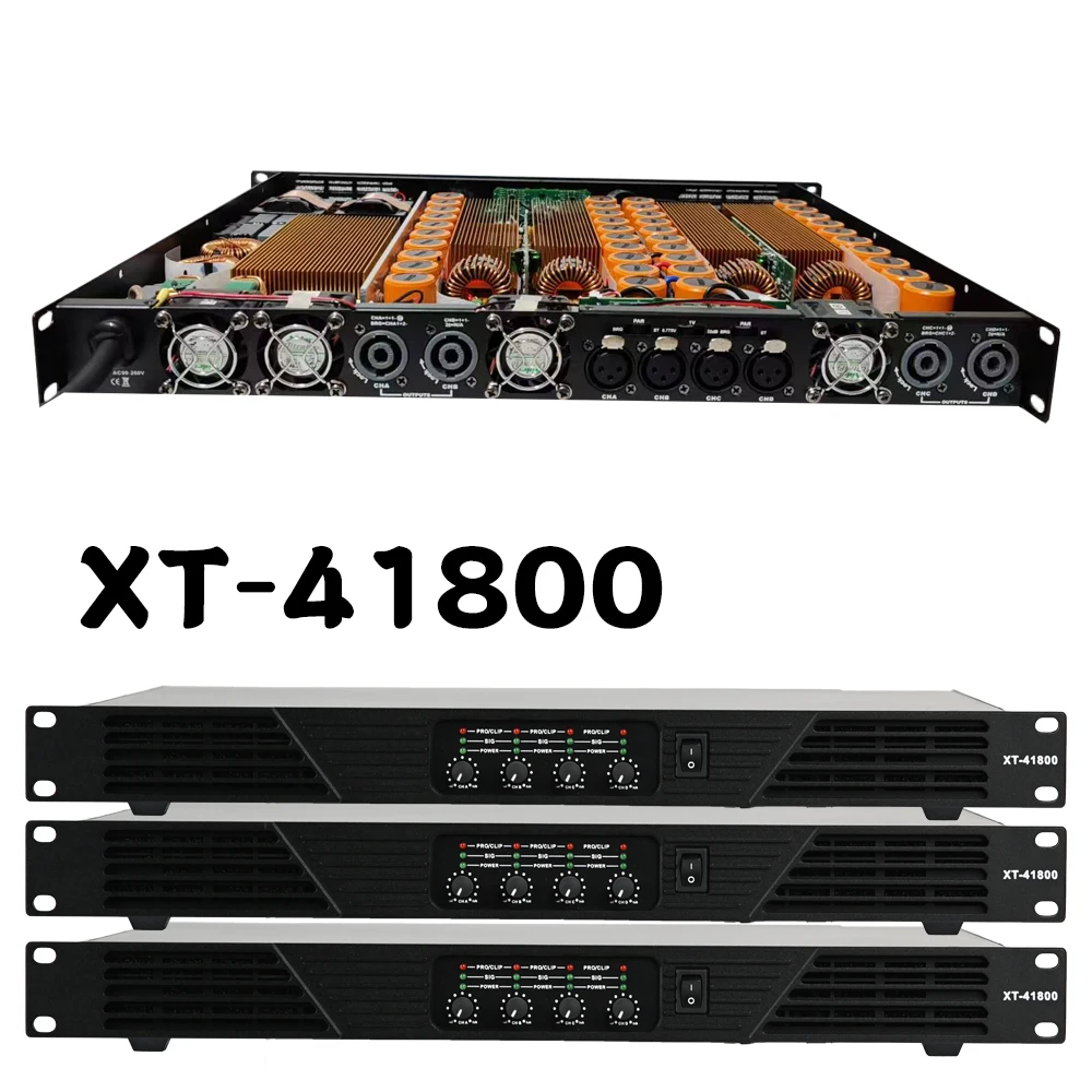 Amplificatore per altoparlanti line array Paulkitson XT41800 4X1800W 8OHM Amplificatore di potenza digitale professionale Amplificatore subwoofer DJ a 4 canali Preamplificatore Amplificatore audio 4x2500W 4OHM per palc