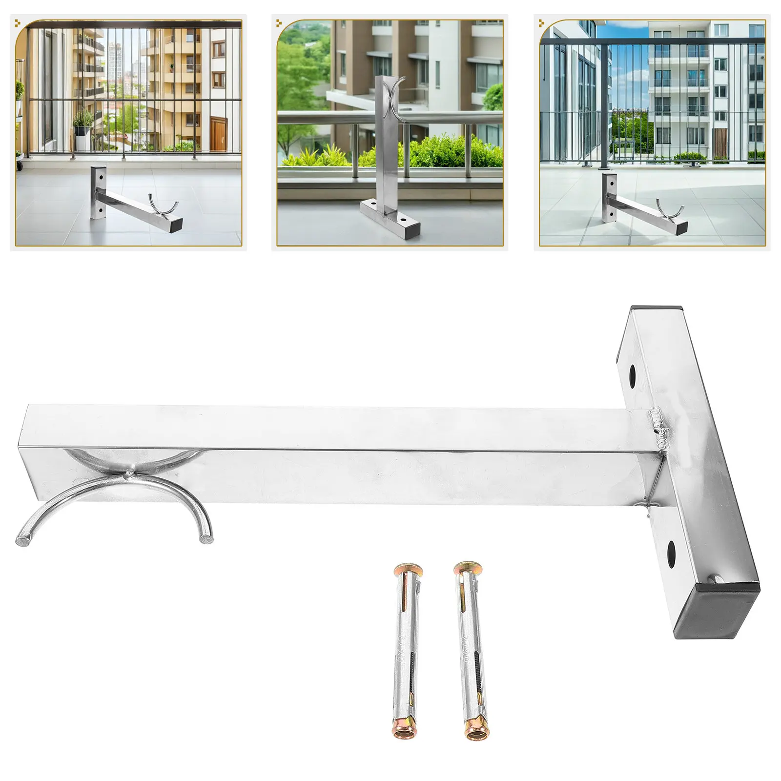 Wall Mount Side Mounted Clothes Drying Rack Bracket Stainless Steel Robust Stability Rod Holder for Bathroom Kitchen Balcony