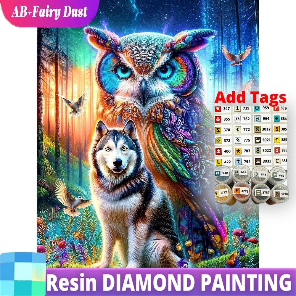 

Алмазная мозаика AB Fairy Dust Resin DIY 5D: Сова, Волк. Полная квадратная/круглая вышивка стразами. Набор для творчества для взрослых. Декор для дома.