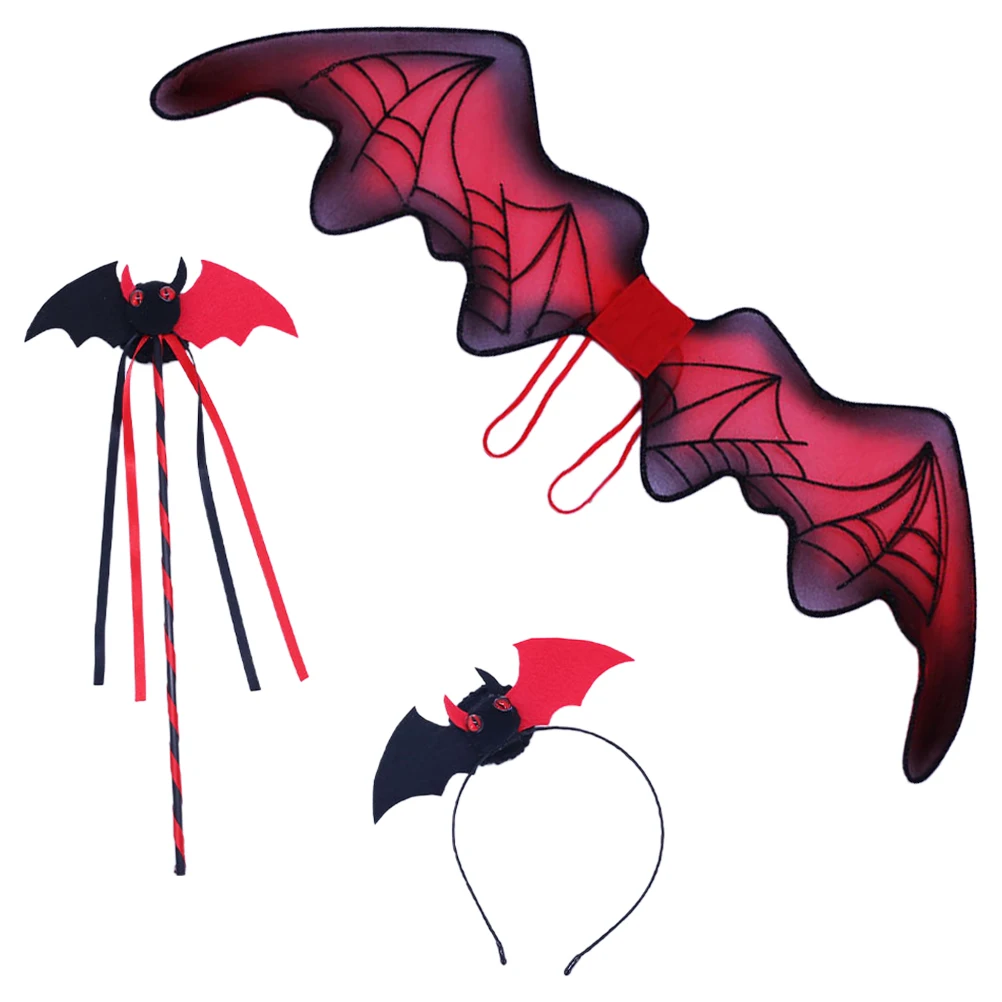 

1 set 1 Set Halloween Bat Wing Costume Accessories Headband Women Gothic Bat Stick Dress Up Party Supplies Cosplay Props