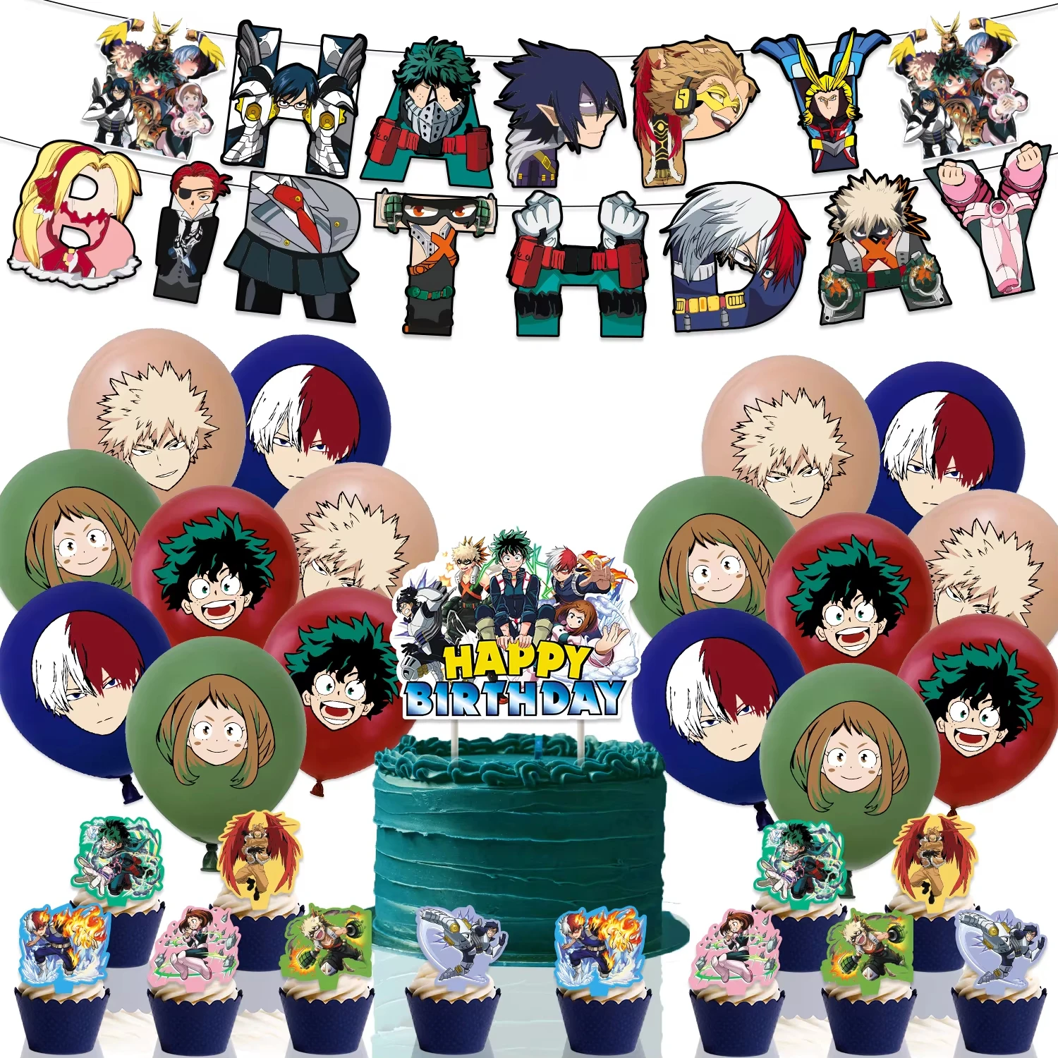 Hero Academiaed Birthday Party Decoration Tableware Set Cup Plate Napkin Banner Balloons for Kids Favor Gifts Baby Shower suppli view 6