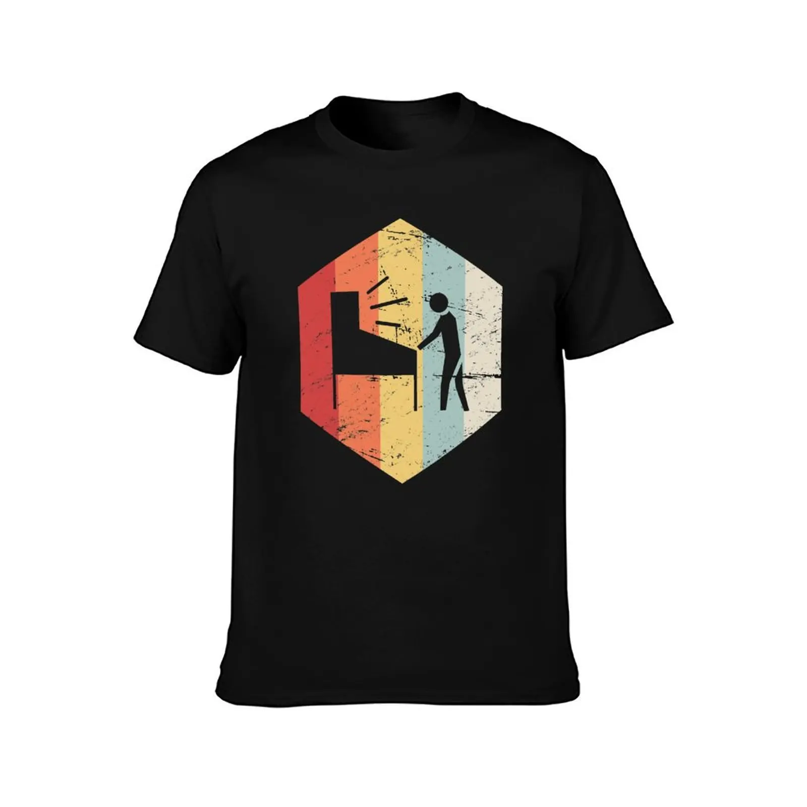 Retro 70s Pinball Player T-Shirt Tough Fabric Work Tee T-Shirt