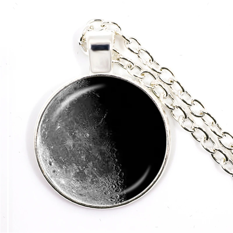 New Arrival Arrival Birthday Moon Necklace Handmade Glass Dome Full Moon Lunar Eclipse Necklace Pendant Jewelry Gift