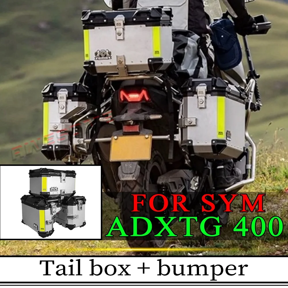 For SYM Adxtg 400 Large Tail Box And Bumper Fit ADXTG 400 Black And Silver