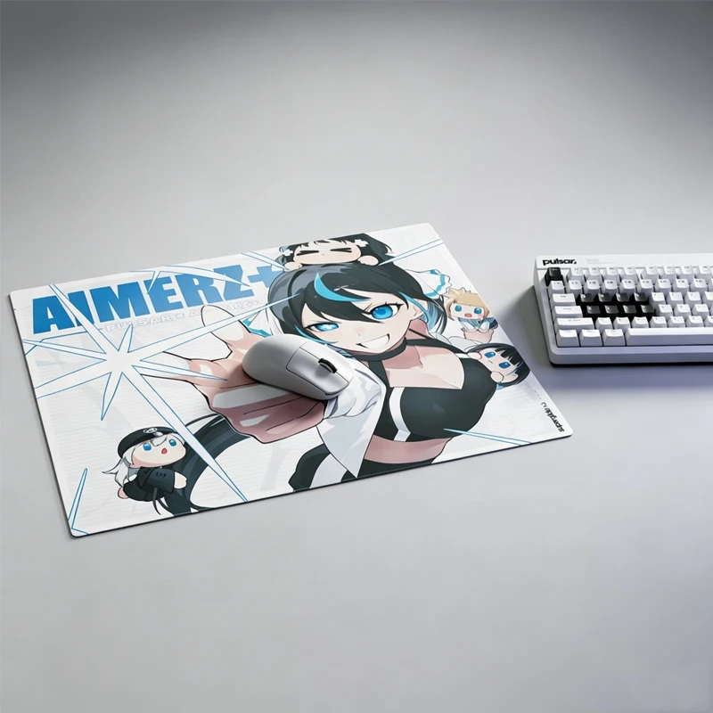 Japan A-Aimerz Glass Gaming Mouse Pad Yui&Koharu Customized Pattern Tempered Smooth Game Desk Mat FPS E-sports Office Glass Pads