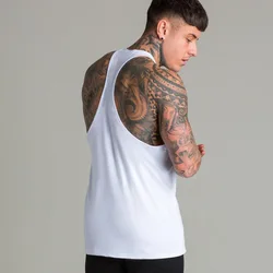 Mens Casual Fashion Tank Top Gym Fitness Workout Cotton Sleeveless Shirt Summer Clothing Male Extend Long Singlet Hip Hop Vest