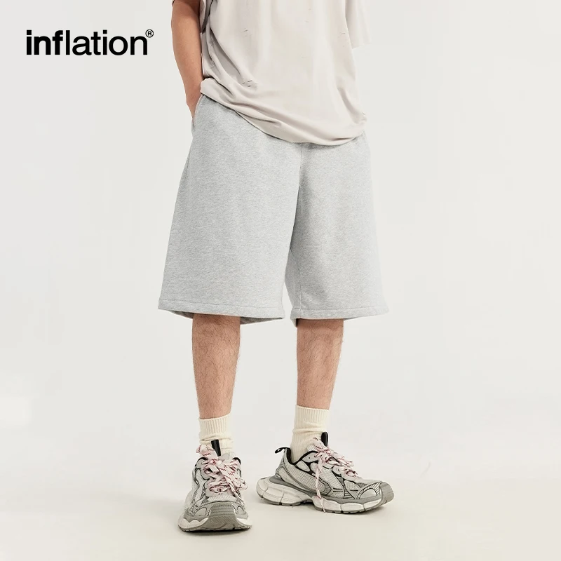 INFLATION Heavyweight Basic Shorts Men Minimalism Straight-leg Sweat Shorts Plus Size