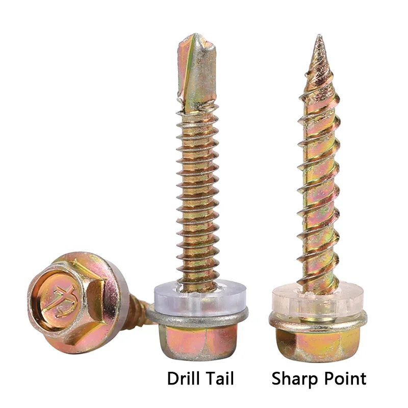 10 قطعة M5.2 5.2 مللي متر رأس سداسي خارجي مع غسالة برغي حفر ذاتي مطلي بالزنك-برغي خارجي سداسي ذاتي التنصت #3
