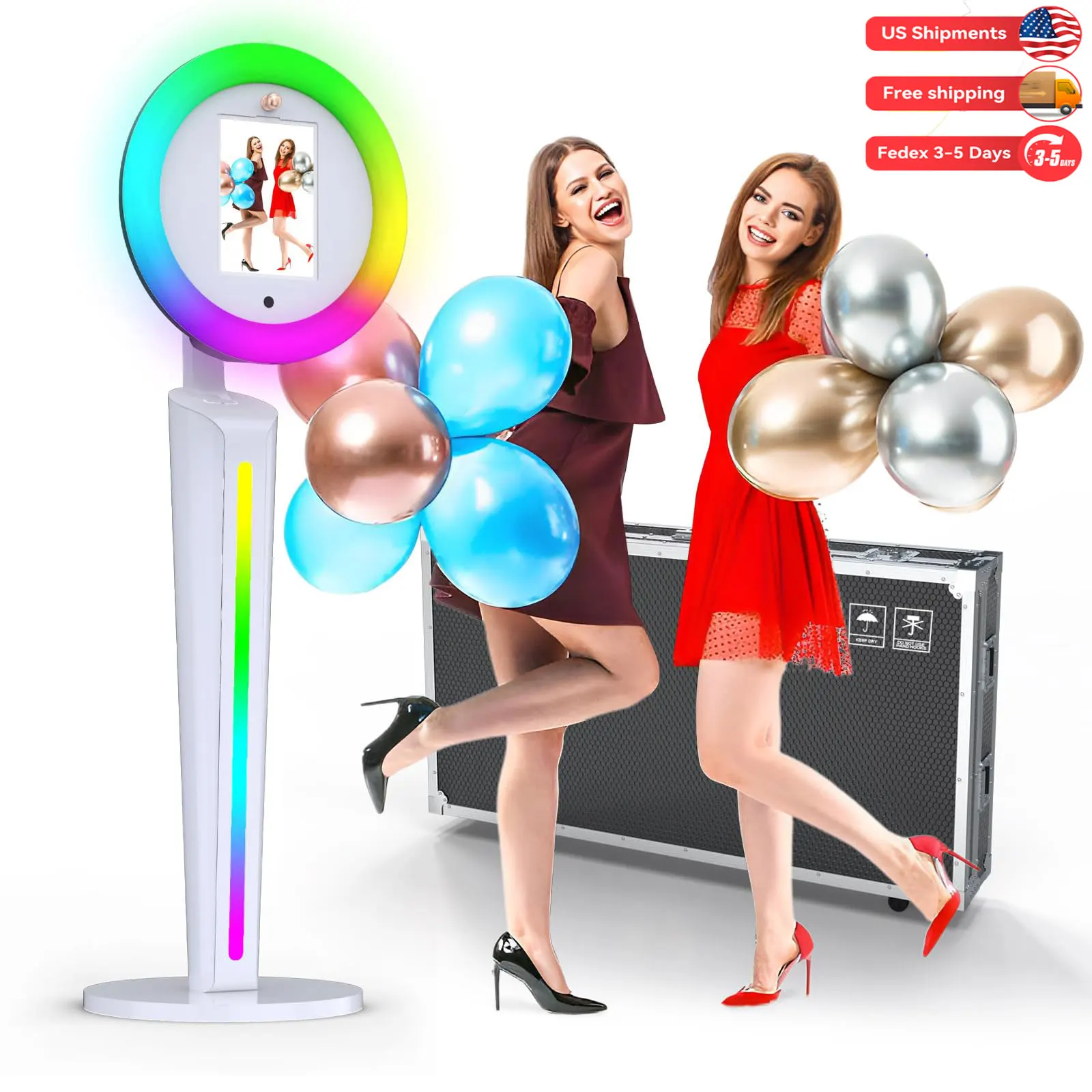 

Portable iPad Photo Booth Selfie Photobooth Adjustable Stand Photobooth With Ring Light for Party Applicable to 10.2-12.9in ipad