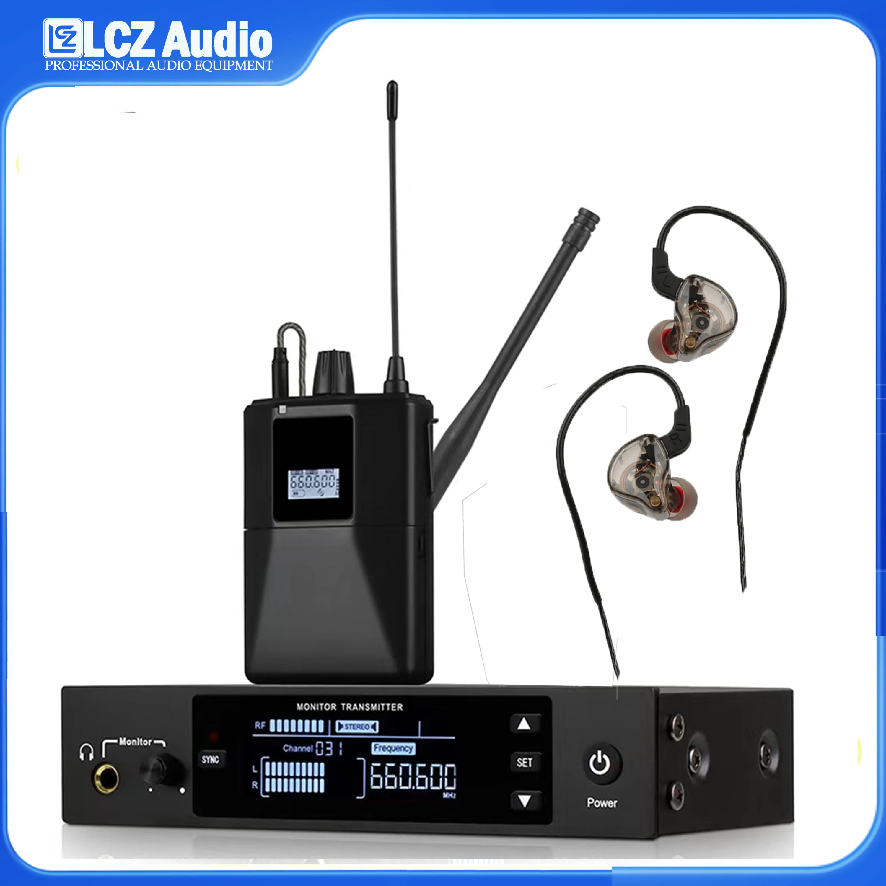LCZ Audio PSM6 Professional IEM ستيريو / أحادي قابل للتحويل في الأذن تردد قابل للتعديل من 500 ميجا هرتز 600 ميجا هرتز 800 ميجا هرتز 900 ميجا هرتز