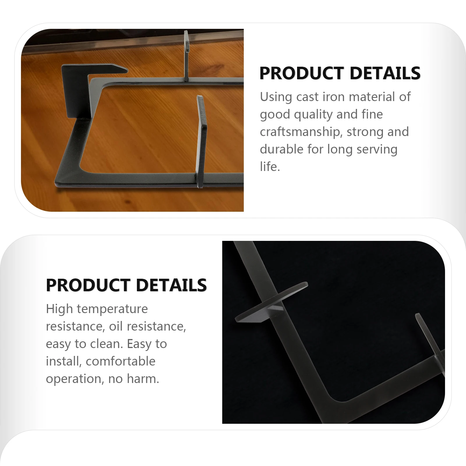 

Square Rack Grate for Gas Support Frame Black Cast Iron Kitchen Bracket Gas Stove Support Rack Kitchen Supply