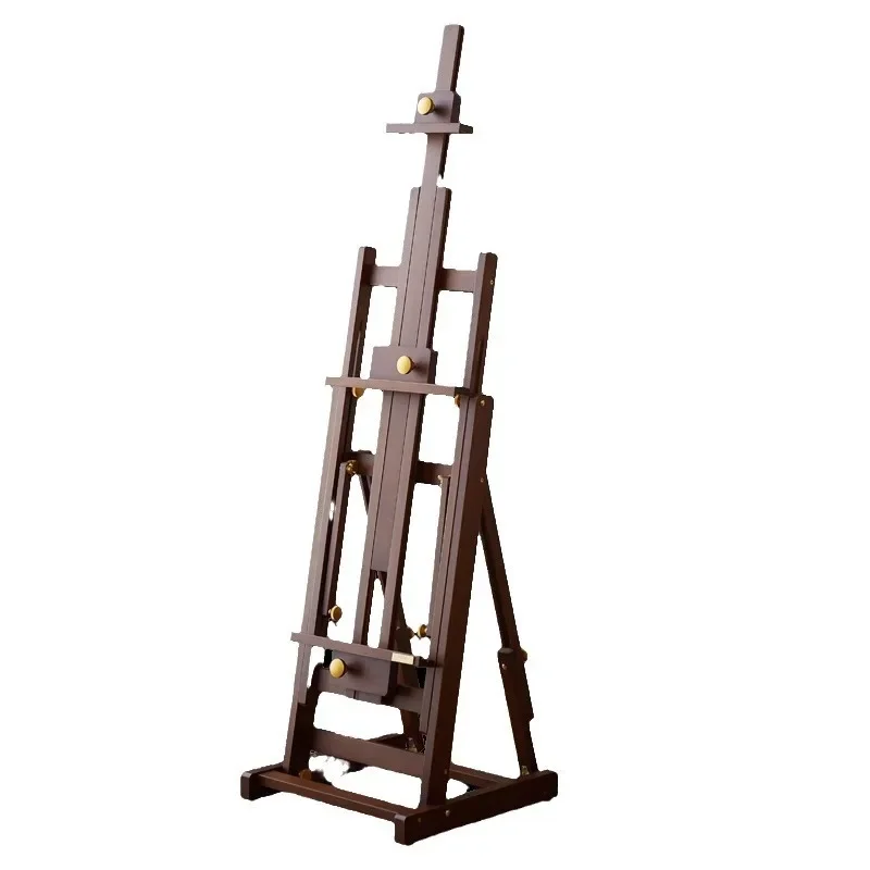 Italian minimalist light luxury walnut color professional artist retro flat dual-purpose oil painting stand solid wood