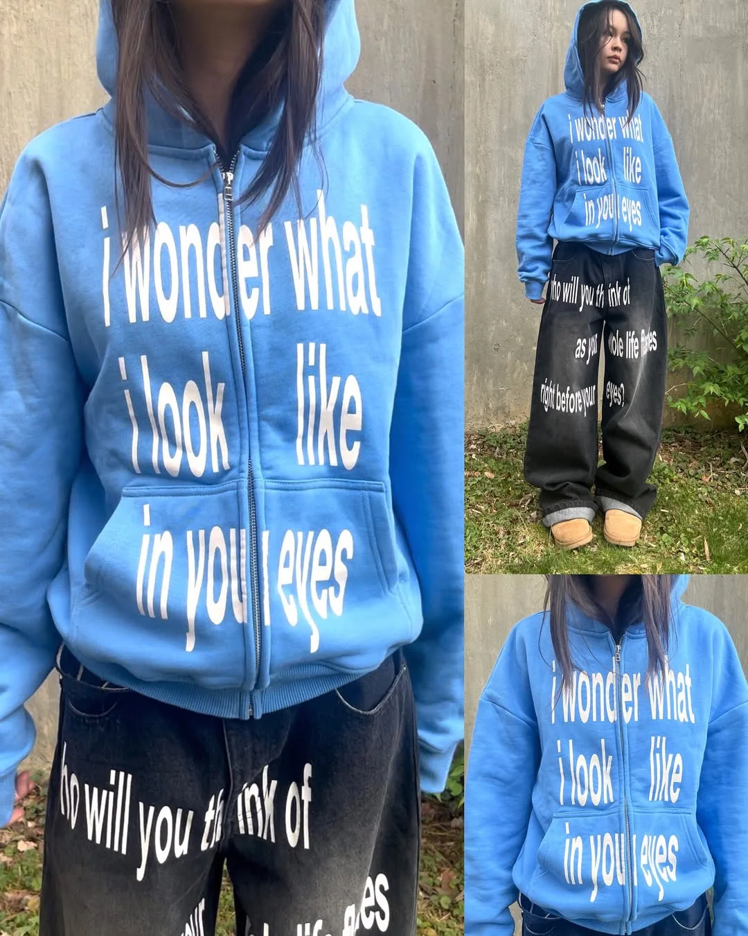 

Персонализированный свитер на молнии с буквенным принтом, пуловер с длинными рукавами, винтажная куртка, уличная мода