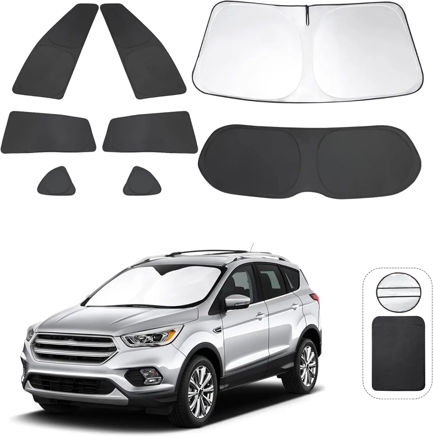 

Windshield Sun Shade Custom Fit for 2013-2019 Ford Escape Accessories Foldable Sunshade Side Rear Window Shade