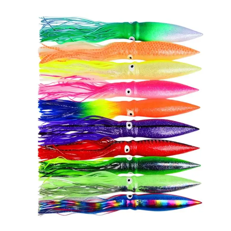 Großer Leuchtender 17,5cm-41cm Tintenfisch-Weichköder für Meeresangeln, Tintenfisch-Skirts, Oktopus-Trolling-Köder, Thunfisch-Köder, Salzwasser-Angelzubehör – Detail 7