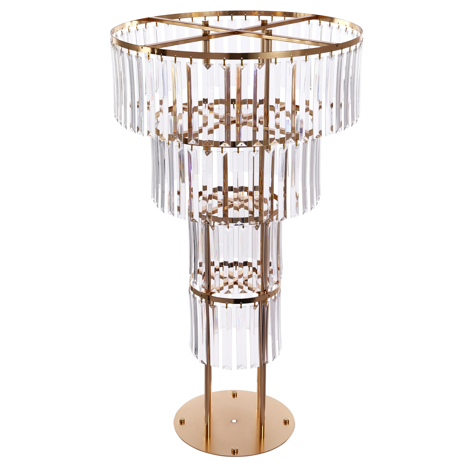 Gold Wedding Crystal Flower Stand Freestanding Floral Racks Round Pedestal Stands Crystal  Party Decorations 3/4 Tiers