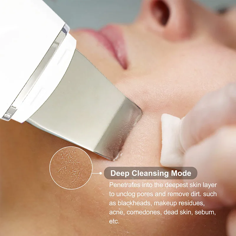 เครื่องขัดผิวหน้าอัลตราโซนิก ขจัดสิวเสี้ยน ยกกระชับผิวหน้า ทำความสะอาดผิวหน้า เครื่องขัดผิวแบบพลั่ว ขจัดสิ่งสกปรกในรูขุมขนอย่างล้ำลึก