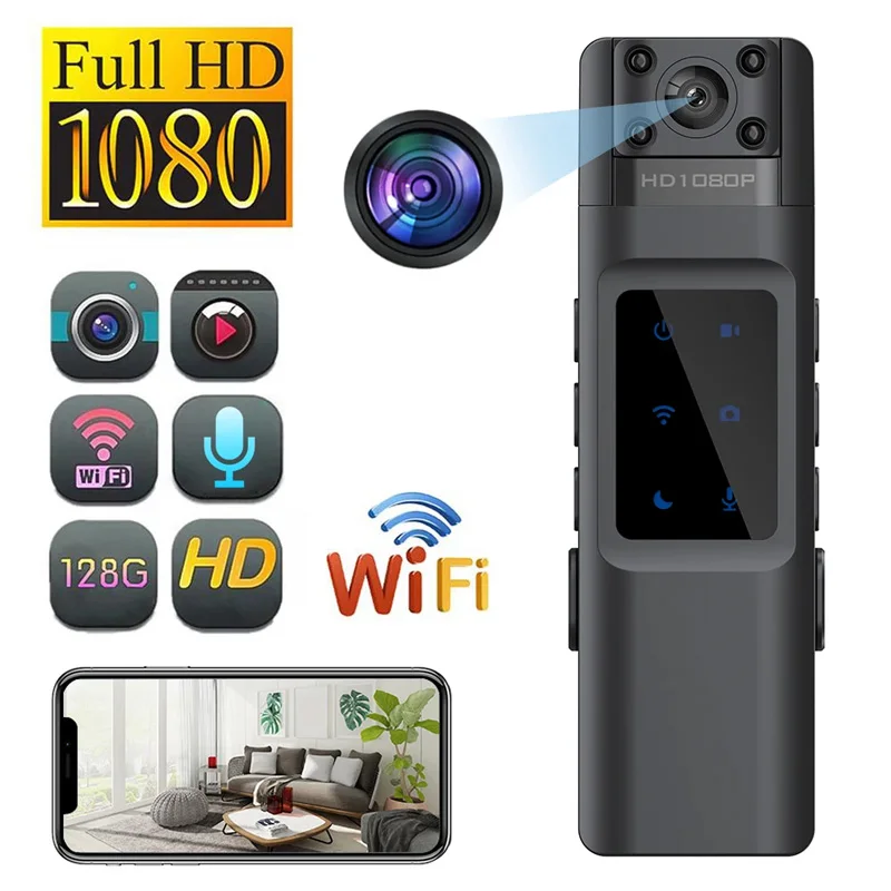 

Mini Camera Portable Back Clip 1080P Full HD Wifi DV Police Recorder Motion Detection Night Vision Photo Video Recording 2024