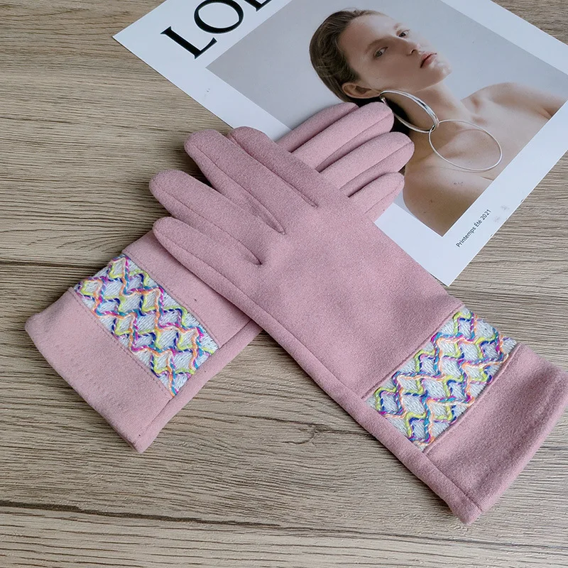 

Fashion Female Multicolor Plaid Print Full Finger Touch Screen Driving Gloves Women's Winter Outdoor Cycling Warm Mittnes S131