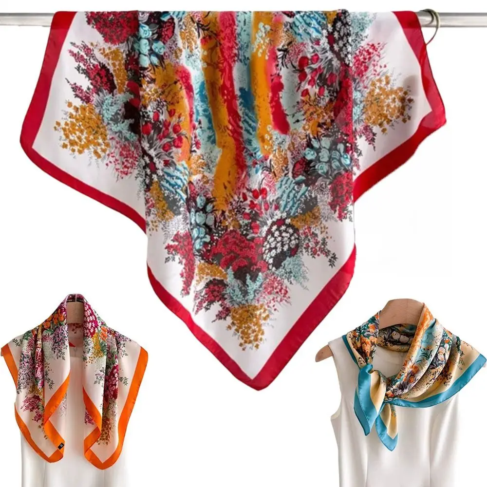 

Luxury Print Satin Square Scarf Imitation Silk 70cm Hijab Neckerchief Women Shawl