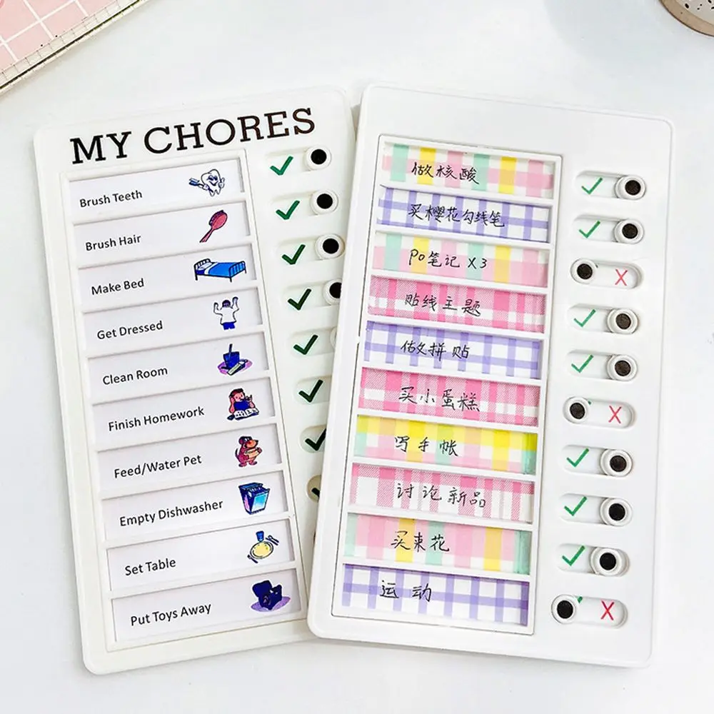 Accessories Stationary Kids DIY Children's Self-discipline Punch Card Student Message Checklist Chore Chart Memo Plastic Board