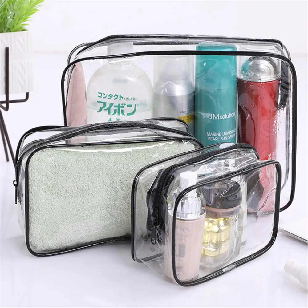 Clear PVC Toiletry Bag Quart Size Bag Travel Makeup Cosmetic Bag Toiletries Cosmetic Pouch for Women Men Storage Pouch