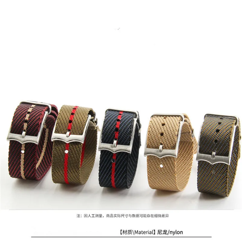 20mm 22mm Nylon Watch Strap Waterproof Sweatproof Men's Watchband For Omega Seahorse  Tudor Small Red Flower DW Pin Buckle