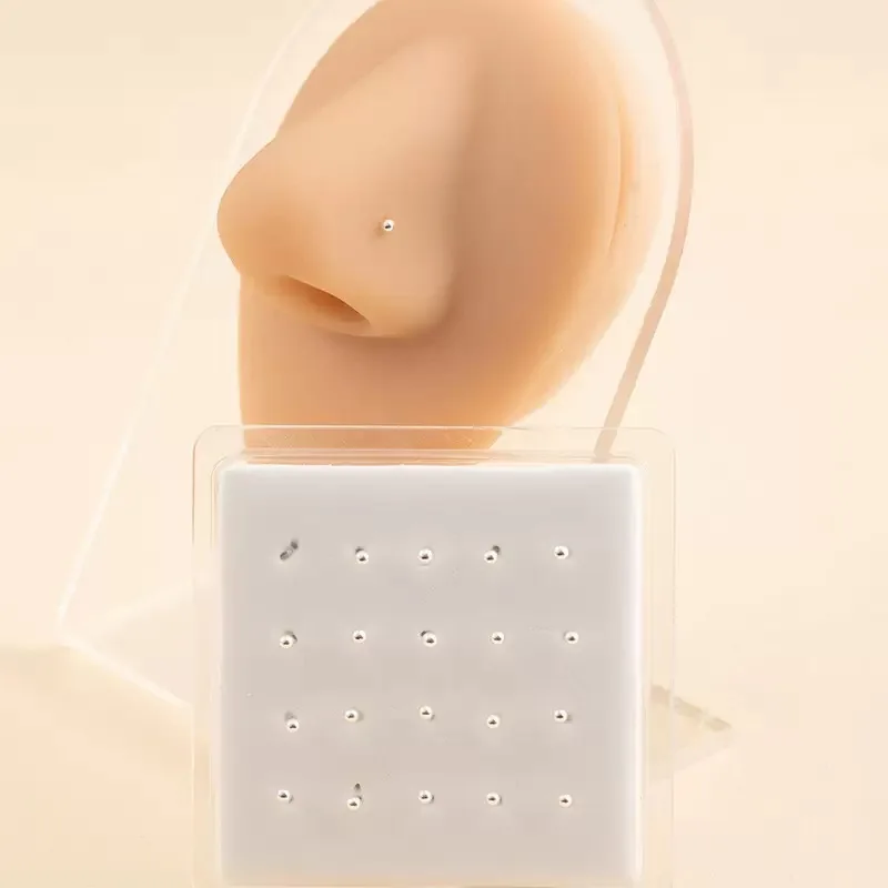 1 Box/20 Stück Gold-Silber-Nasenring aus Messing, eingelegt mit glänzenden Glassteinen - Luxuriöser Nasenschmuck für Damen, perfekt für – Detail 3