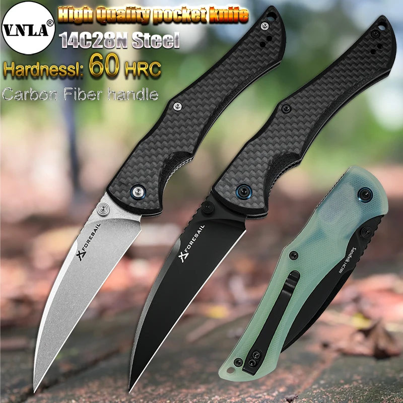 

VNLA 14C28N Steel Sharp Folding Knife Outdoor Camping Hunting Cutting Survival Hiking Fishing Portable Pocket Clip EDC ToolKnife