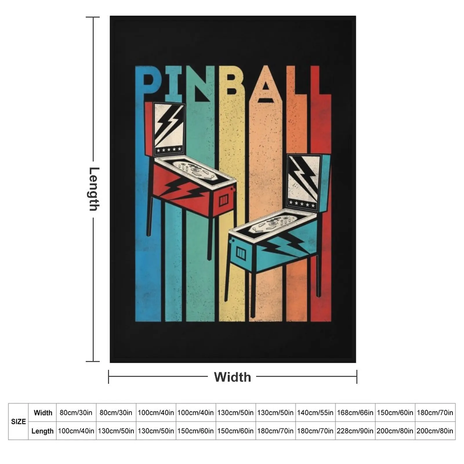 Retro Vintage Pinball, Funny Pinball Lovers Gift Throw Blanket couch cozy soft plush fuzzy picnic outdoor blanket