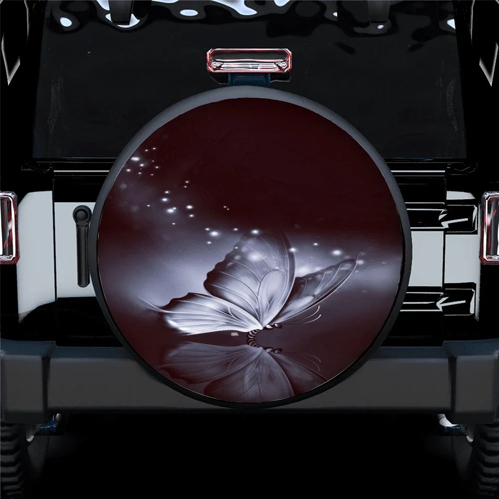 Butterfly Color Printing Pattern Spare Wheel Cover Waterproof Sun Protection Suitable For Any Vehicle Auto Accessories 14-17 In