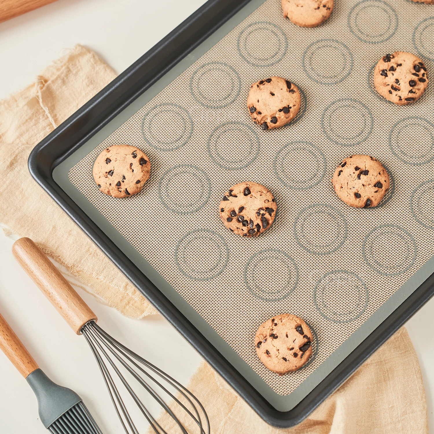1 x Silikon-Backmatte für den Ofen, wiederverwendbare, antihaftbeschichtete, hitzebeständige Backformbögen, Einlage, Backwerkzeuge für Kekse, Macaron-Brot – Detail 7