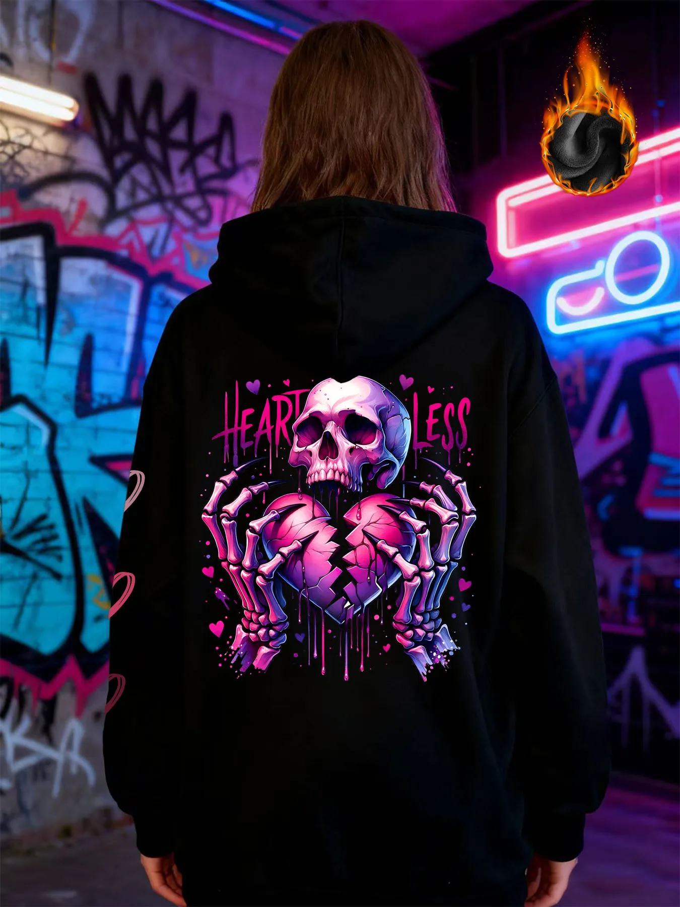 

Зимняя куртка Y2k с готическим принтом, толстая тяжелая бархатная черная куртка на молнии с капюшоном, тонкая темпераментная женская куртка в повседневном стиле для ленивых поездок на работу