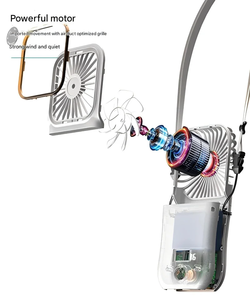 Portable Mini Desk Fan with 180° Adjustable Head, USB Rechargeable, 3-Speed, 3000mAh Battery, Digital Display, Perfect for Home