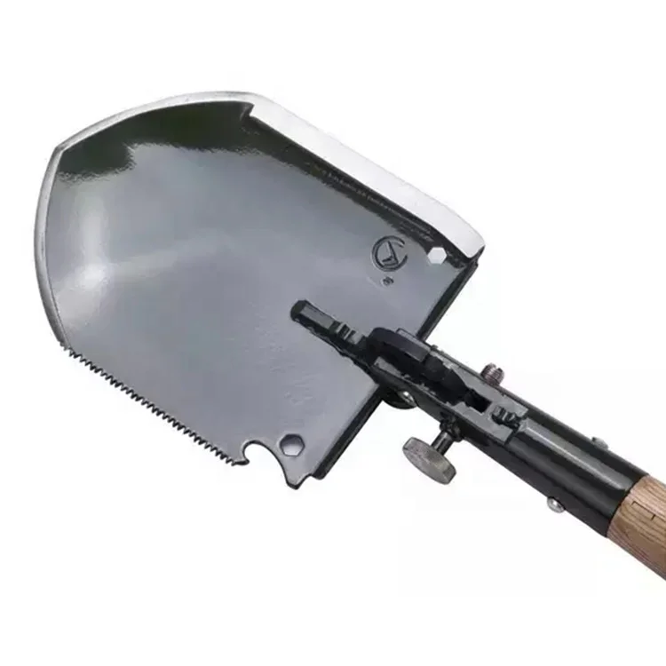 folding camping outdoors stainless steel Shovel with wooden handle