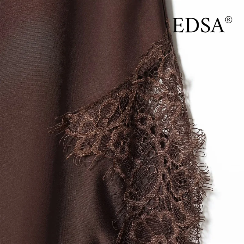 EDSA Damen-Midirock mit asymmetrischer Spitze, Nahtverschluss, hohe Taille, Frühling und Sommer, lässige Urlaubsröcke ﻿ Frauen