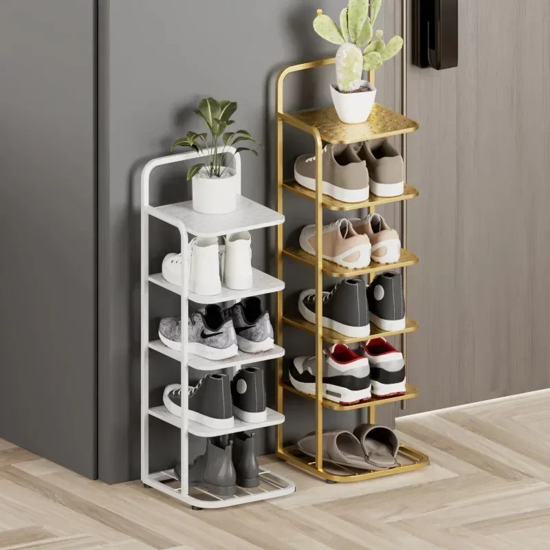 Modern Home Shoe Rack Shoe Cabinets Metal Shelves Vertical Storage Entrance Furniture Iron Art Storage Shelf Flower Plant Stand