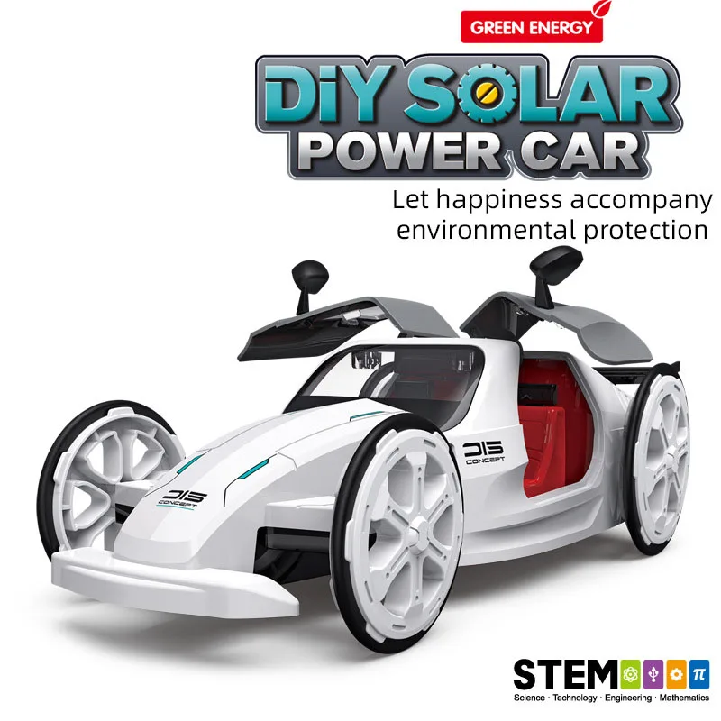 Novas crianças quebra-cabeça haste montado carro esportivo solar brinquedos elétricos diy ciência educação auto-montado modelo de carro de tração nas quatro rodas